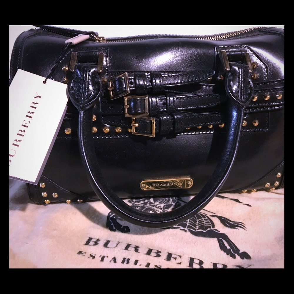 Authentic Burberry Black Leather Studded Purse